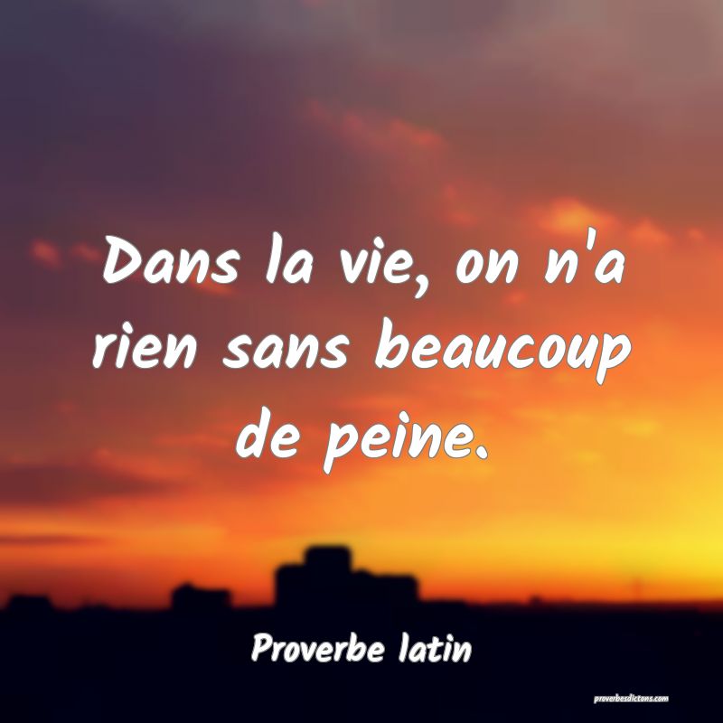 Dans la vie, on n'a rien sans beaucoup de peine.