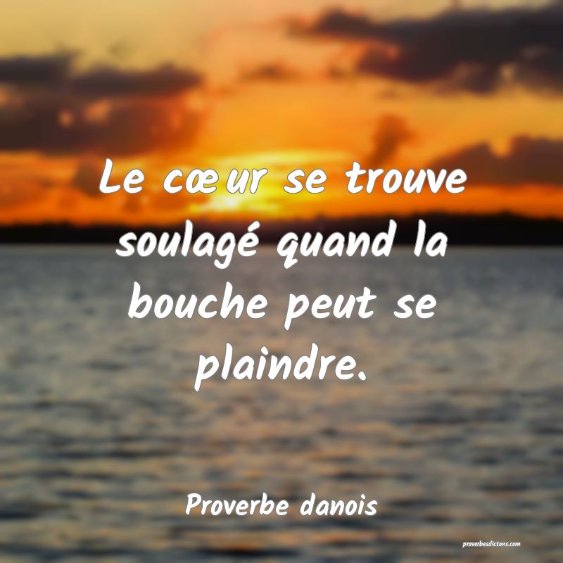 Le cœur se trouve soulagé quand la bouche peut se plaindre.