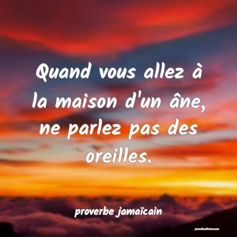  Quand vous allez à la maison d'un âne, ne parlez pas des oreilles.
