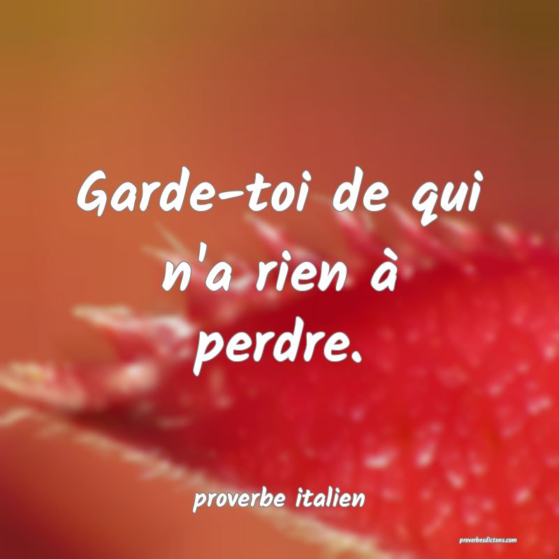  Garde-toi de qui n'a rien à perdre.