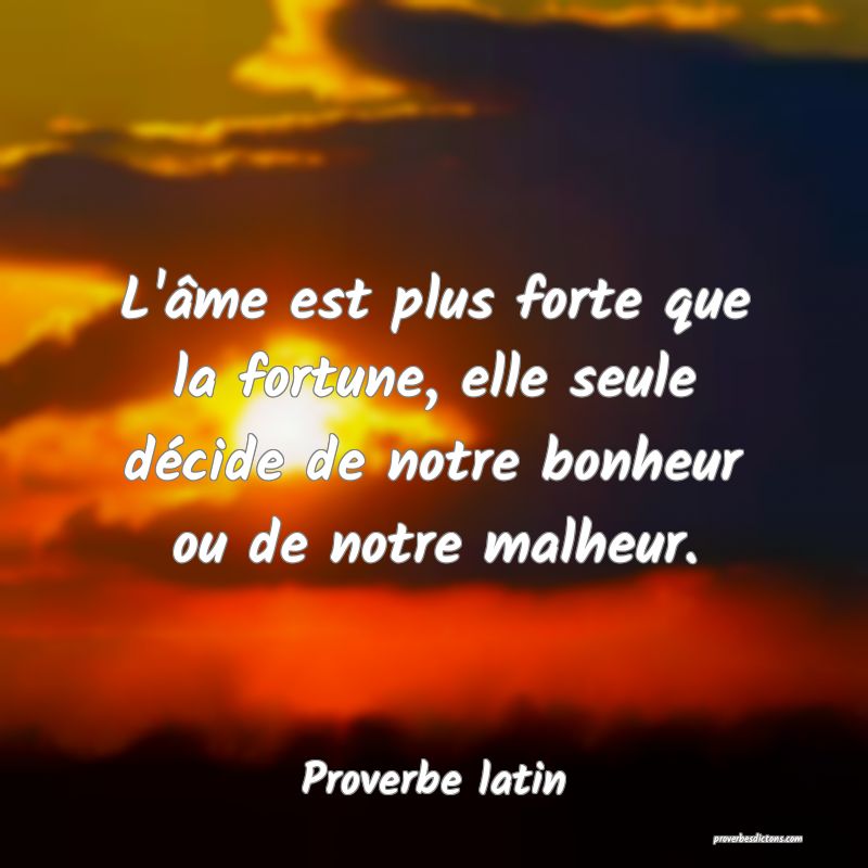 L'âme est plus forte que la fortune, elle seule décide de notre bonheur ou de notre malheur.