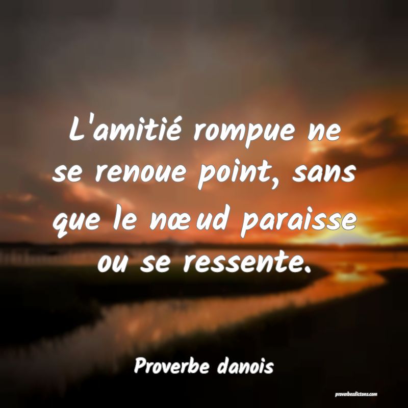 L'amitié rompue ne se renoue point, sans que le nœud paraisse ou se ressente.