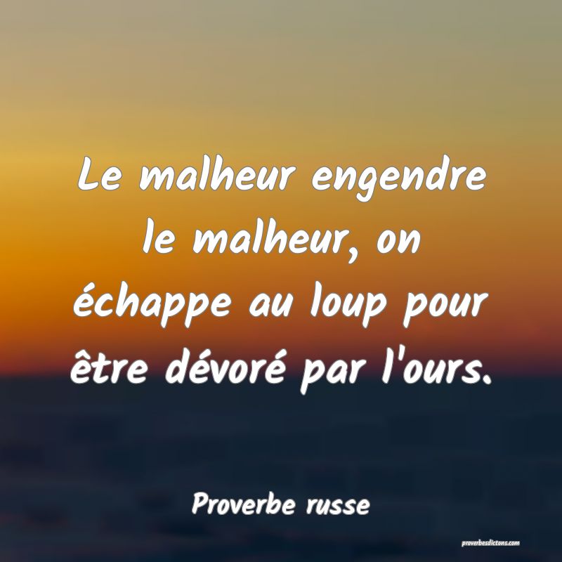 Le malheur engendre le malheur, on échappe au loup pour être dévoré par l'ours.
