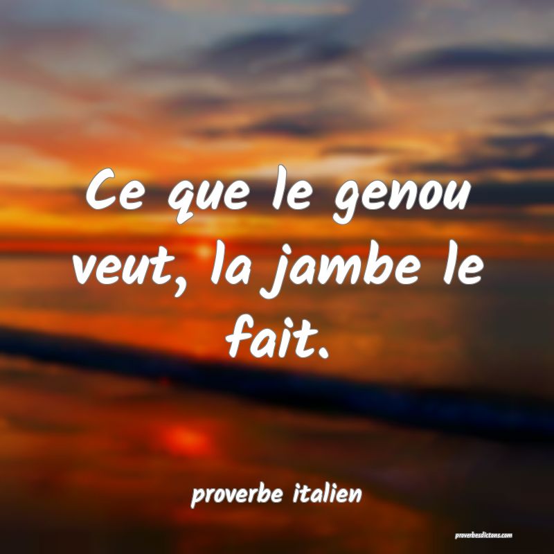  Ce que le genou veut, la jambe le fait.