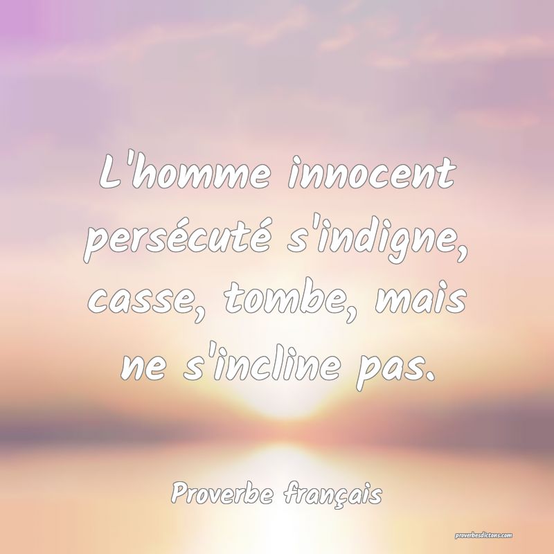 L'homme innocent persécuté s'indigne, casse, tombe, mais ne s'incline pas.