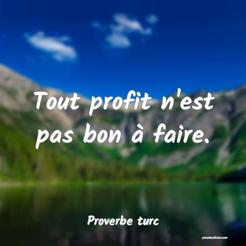 Tout profit n'est pas bon à faire.