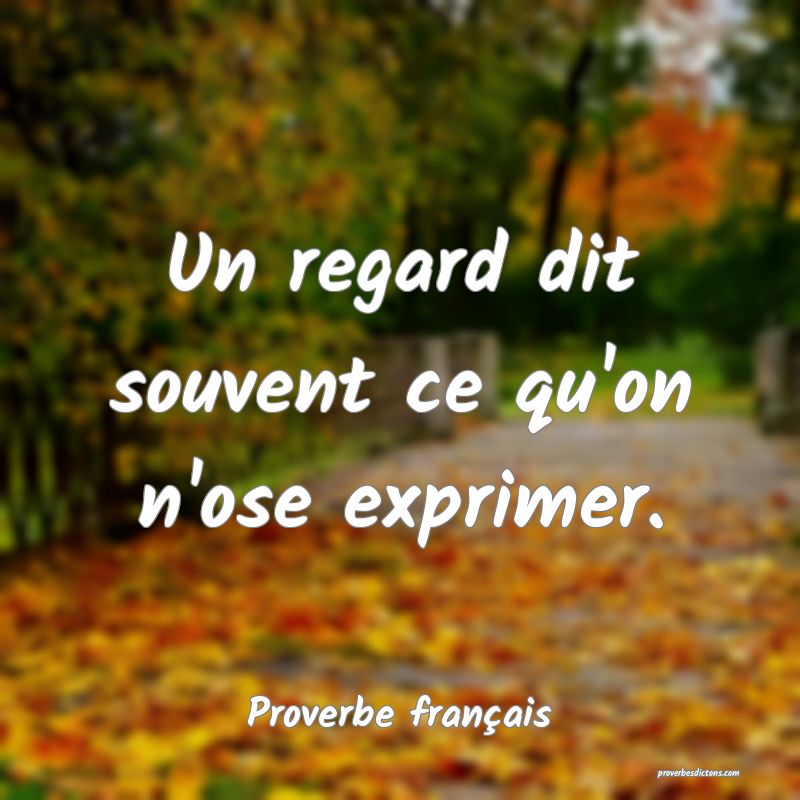 Un regard dit souvent ce qu'on n'ose exprimer.