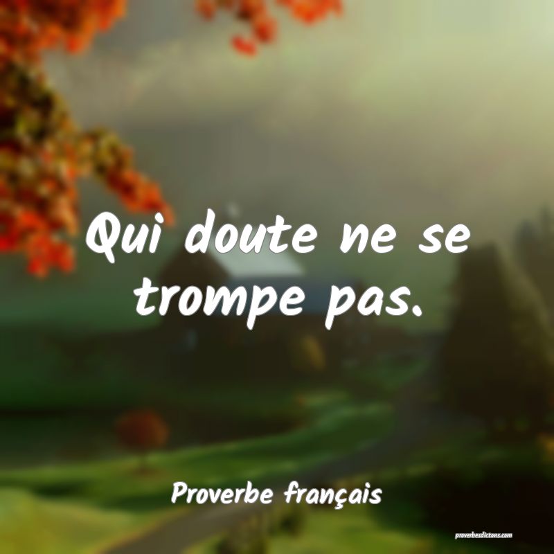 Qui doute ne se trompe pas.