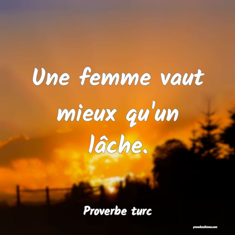 Une femme vaut mieux qu'un lâche.