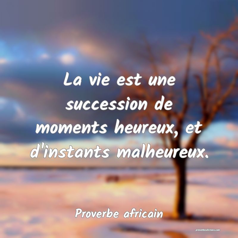 La vie est une succession de moments heureux, et d'instants malheureux.