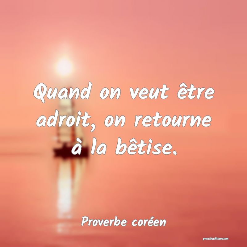 Quand on veut être adroit, on retourne à la bêtise.