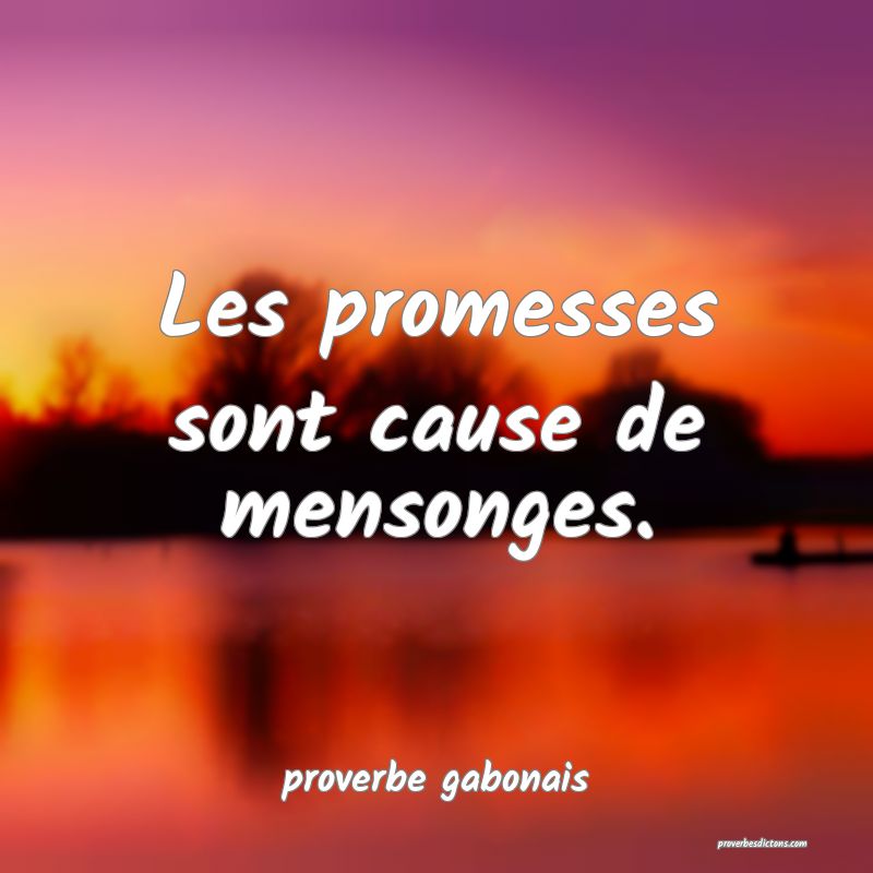 Les promesses sont cause de mensonges.
