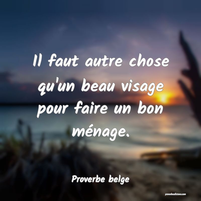 Il faut autre chose qu'un beau visage pour faire un bon ménage.