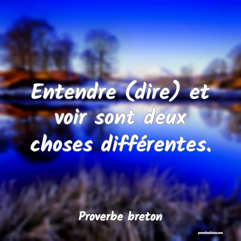 Entendre (dire) et voir sont deux choses différentes.