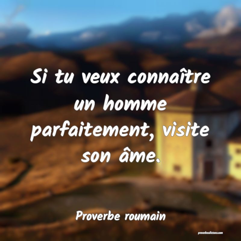 Si tu veux connaître un homme parfaitement, visite son âme.