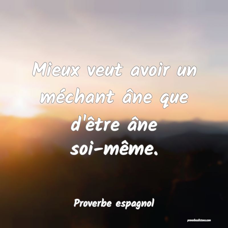 Mieux veut avoir un méchant âne que d'être âne soi-même.