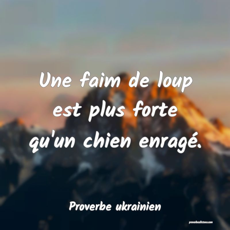 Une faim de loup est plus forte qu'un chien enragé.