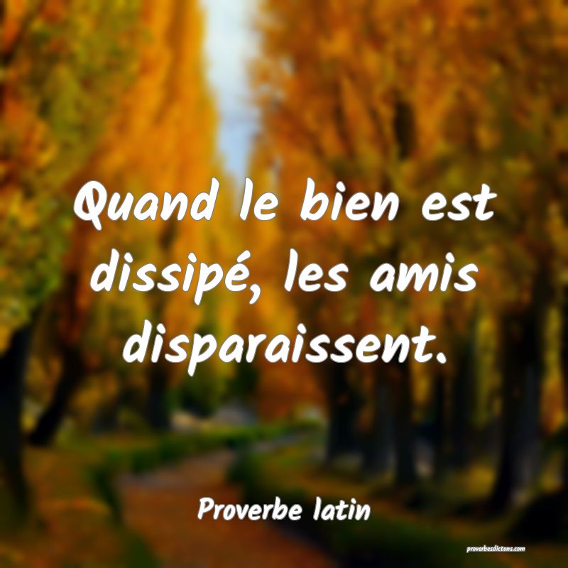 Quand le bien est dissipé, les amis disparaissent.
