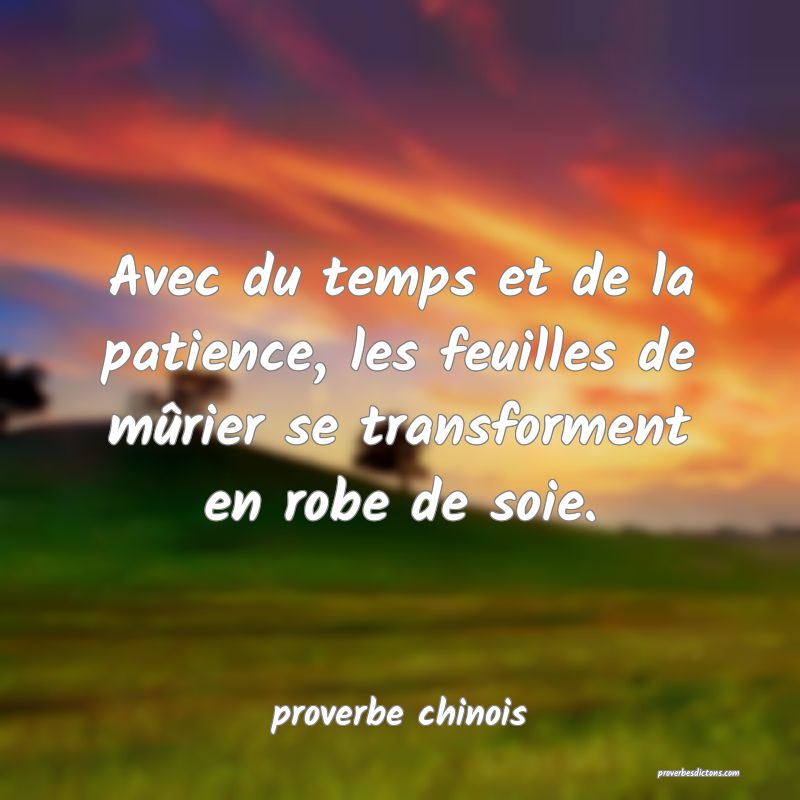  Avec du temps et de la patience, les feuilles de mûrier se transforment en robe de soie.