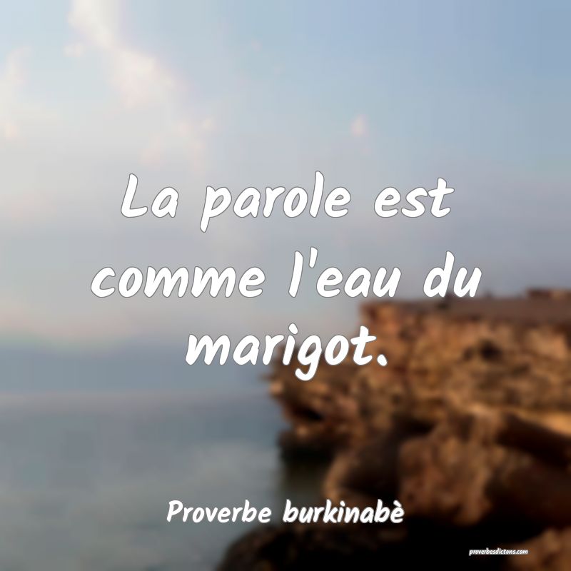 La parole est comme l'eau du marigot.