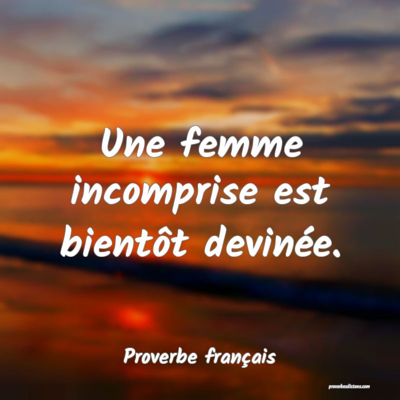 Une femme incomprise est bientôt devinée.