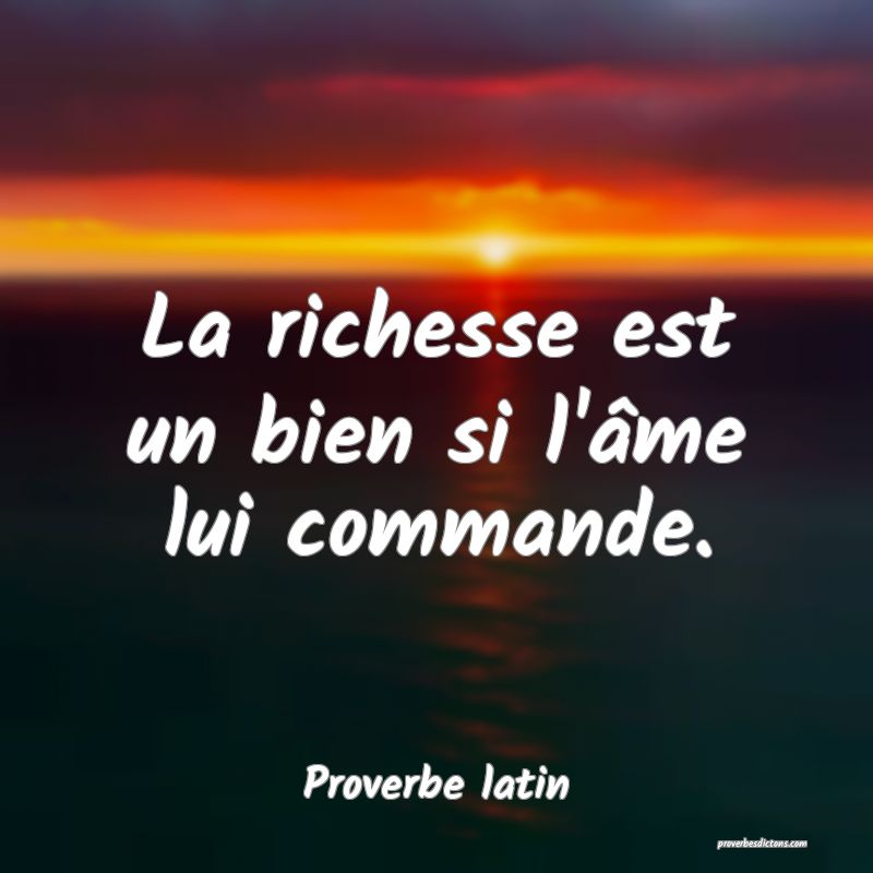 La richesse est un bien si l'âme lui commande.