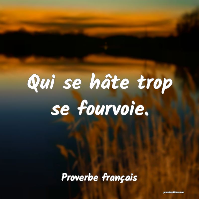 Qui se hâte trop se fourvoie.