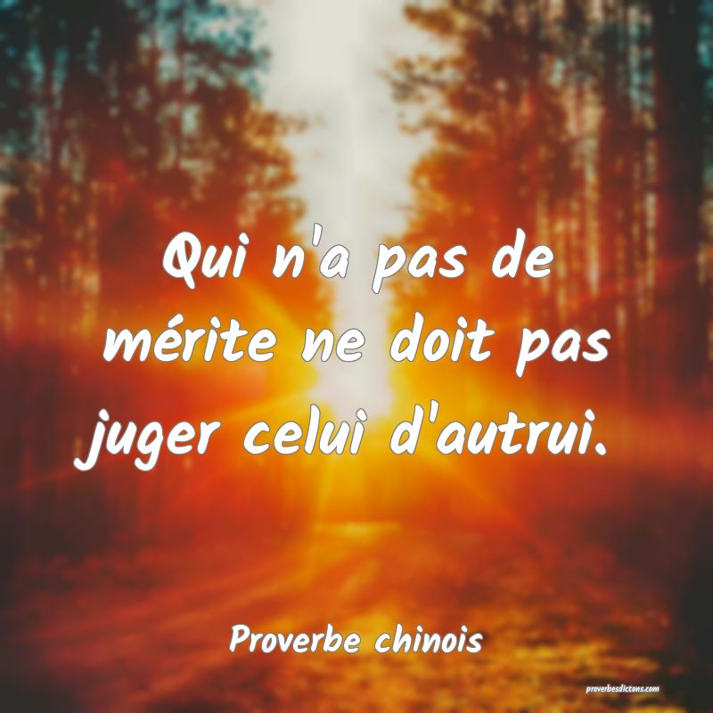 Qui n'a pas de mérite ne doit pas juger celui d'autrui.