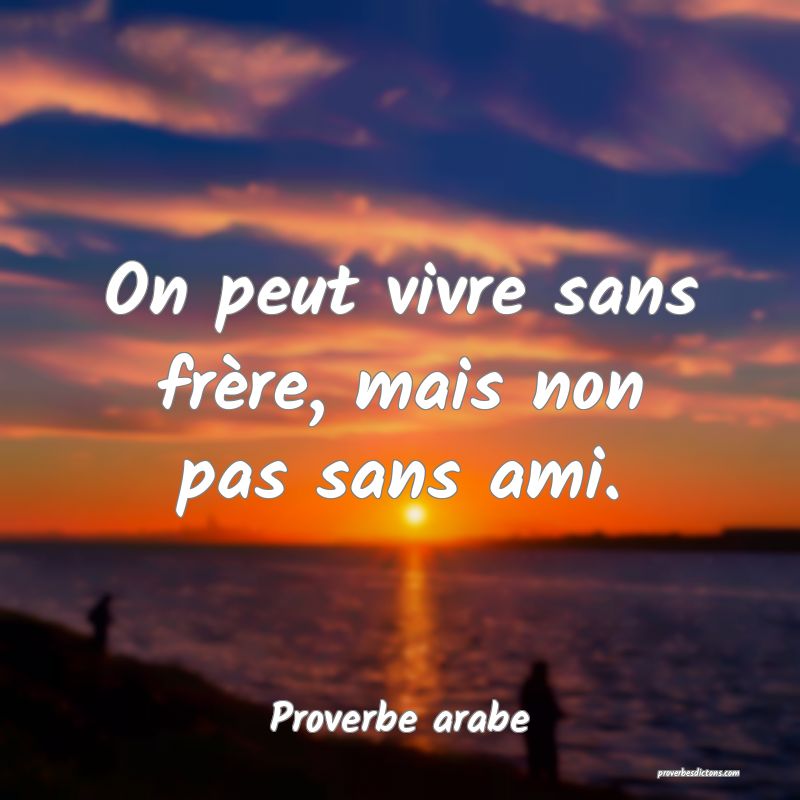 On peut vivre sans frère, mais non pas sans ami.