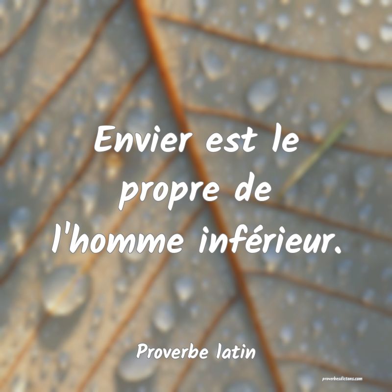 Envier est le propre de l'homme inférieur.