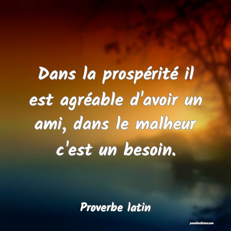 Dans la prospérité il est agréable d'avoir un ami, dans le malheur c'est un besoin.
