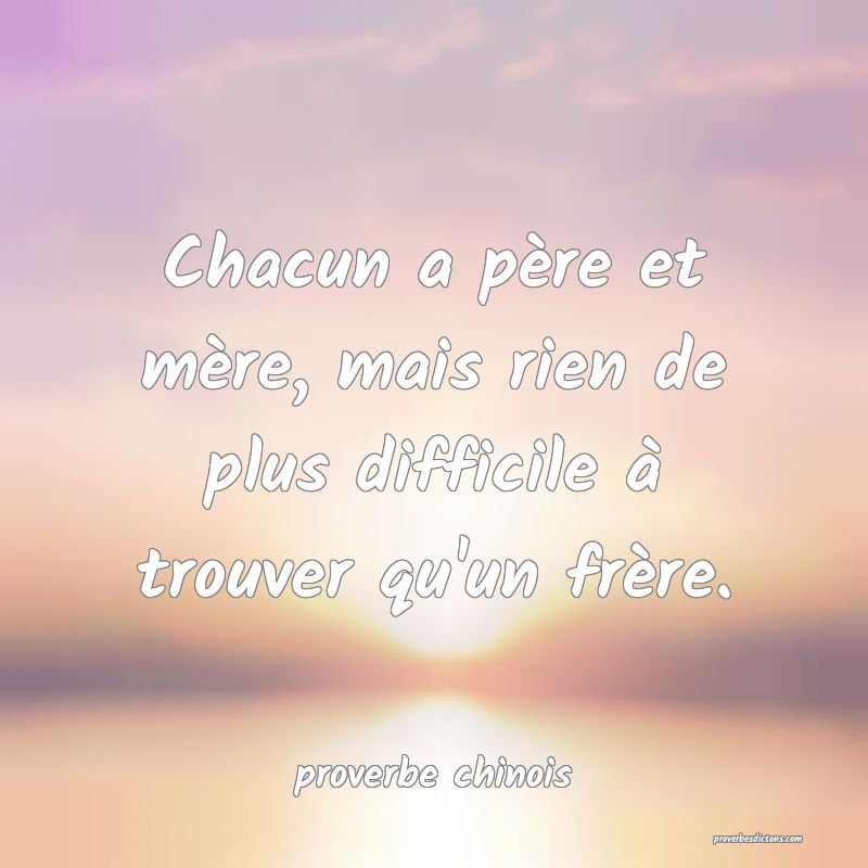  Chacun a père et mère, mais rien de plus difficile à trouver qu'un frère.