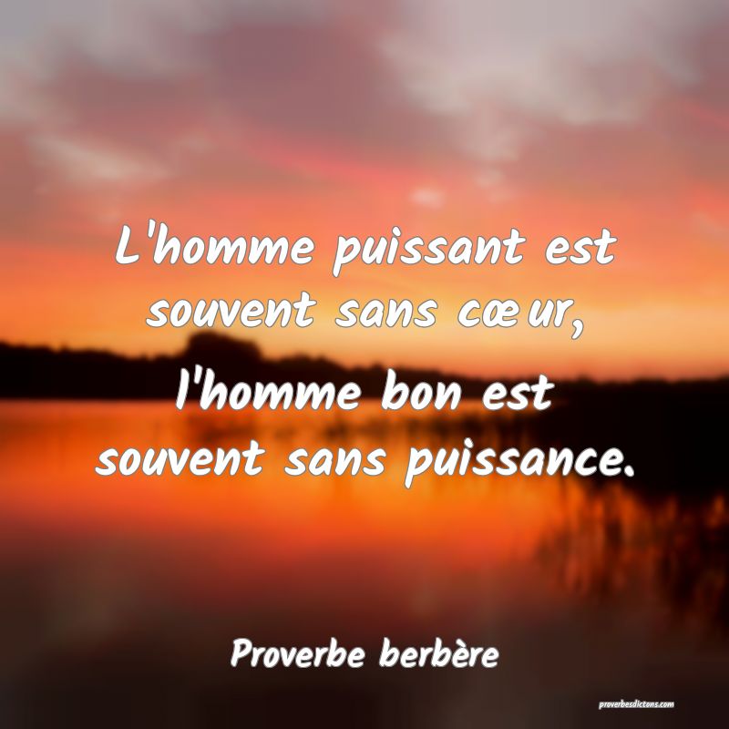 L'homme puissant est souvent sans cœur, l'homme bon est souvent sans puissance.