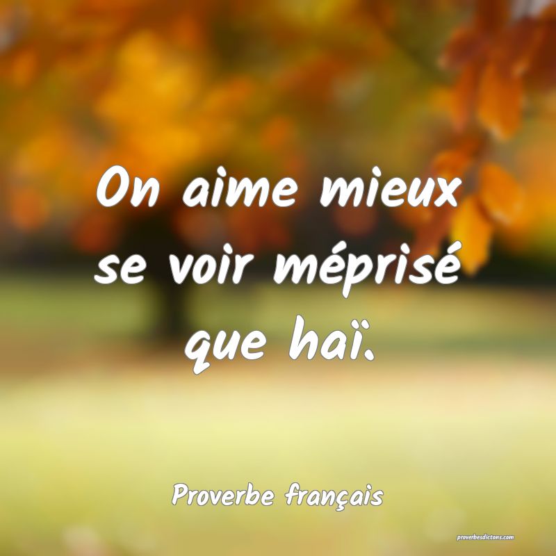 On aime mieux se voir méprisé que haï.