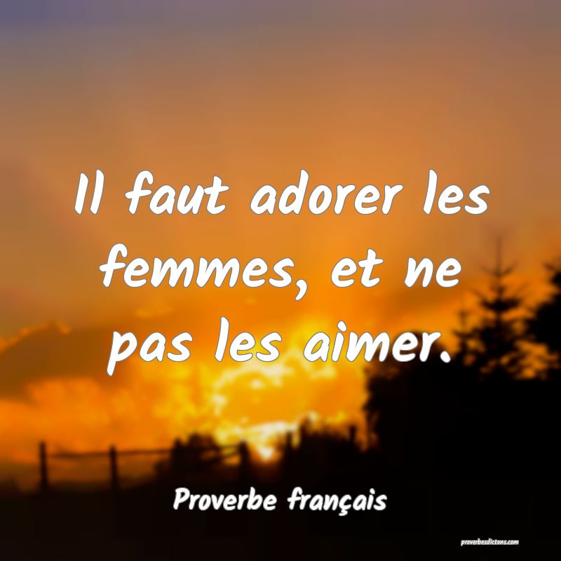 Il faut adorer les femmes, et ne pas les aimer.