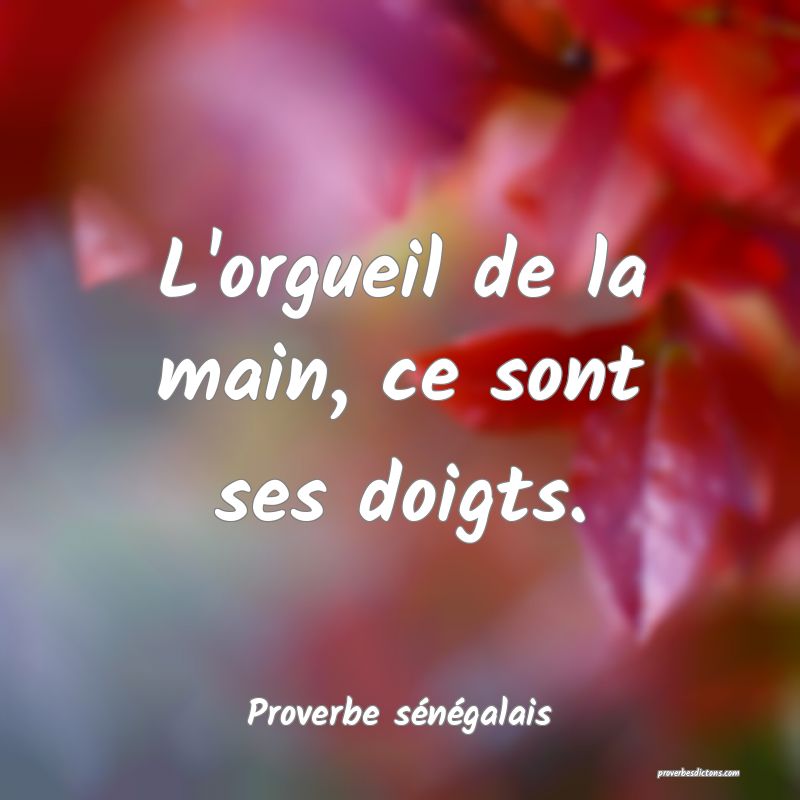 L'orgueil de la main, ce sont ses doigts.