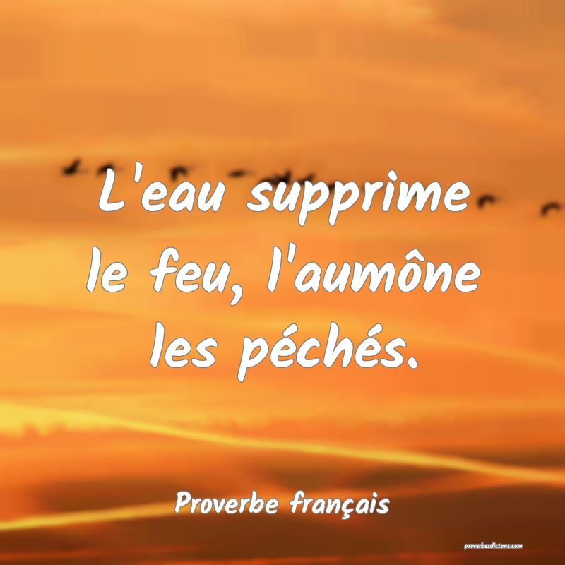 L'eau supprime le feu, l'aumône les péchés.