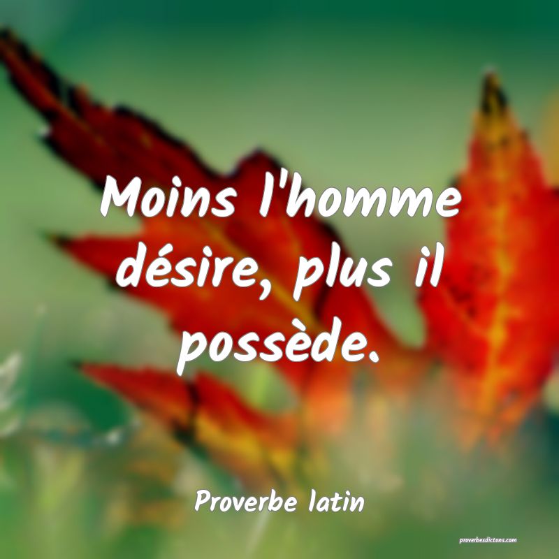 Moins l'homme désire, plus il possède.