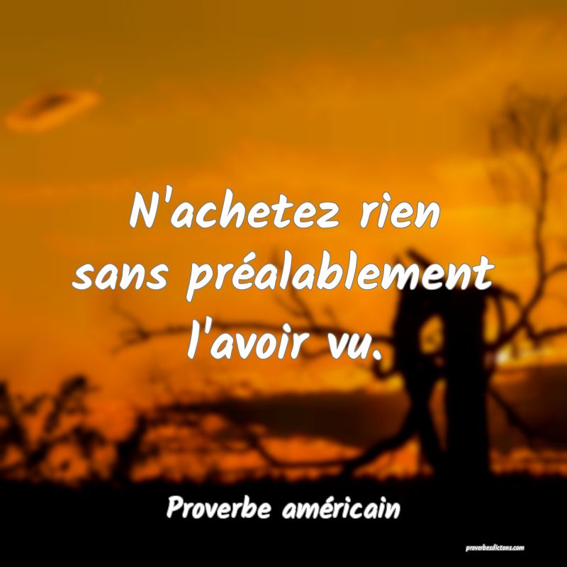 N'achetez rien sans préalablement l'avoir vu.