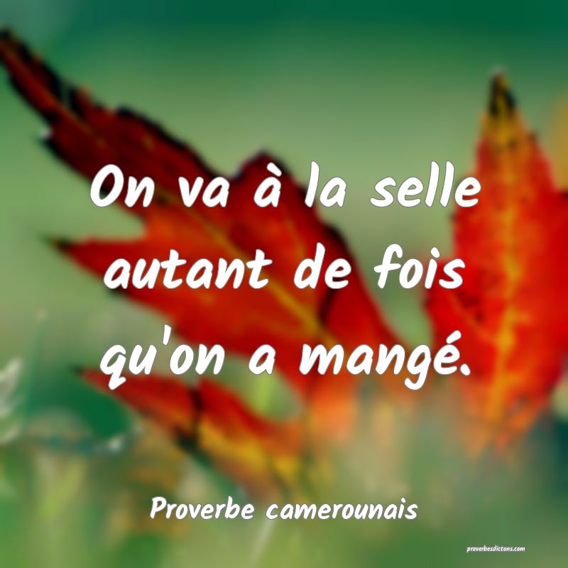 On va à la selle autant de fois qu'on a mangé.