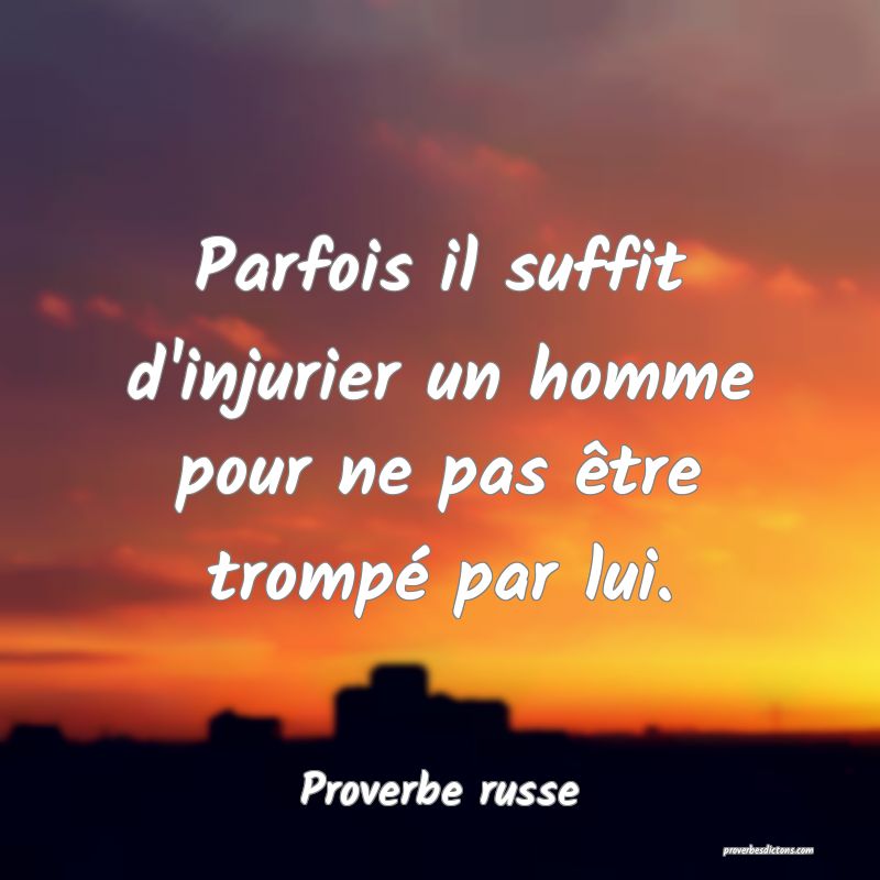  Parfois il suffit d'injurier un homme pour ne pas être trompé par lui. 