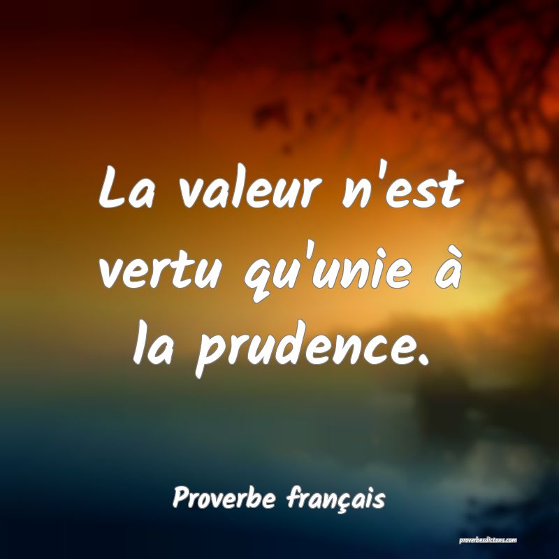 La valeur n'est vertu qu'unie à la prudence.