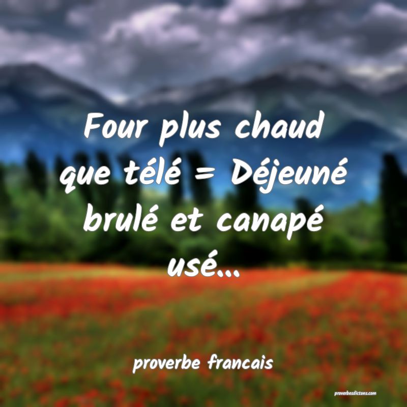  Four plus chaud que télé = Déjeuné brulé et canapé usé...