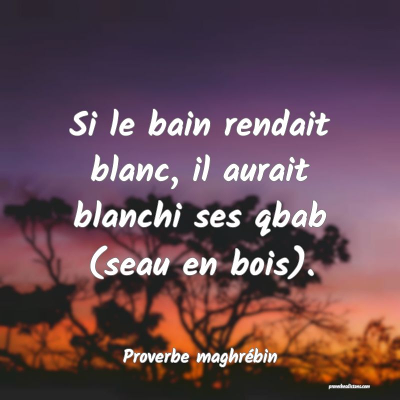 Si le bain rendait blanc, il aurait blanchi ses qbab (seau en bois).