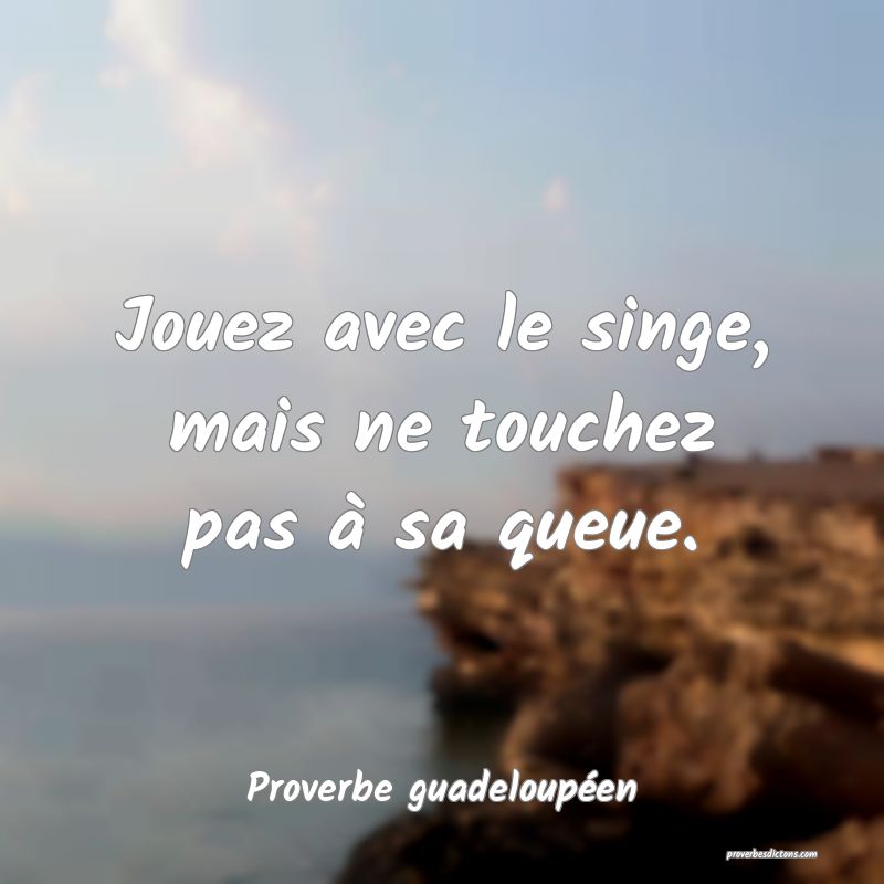 Jouez avec le singe, mais ne touchez pas à sa queue.