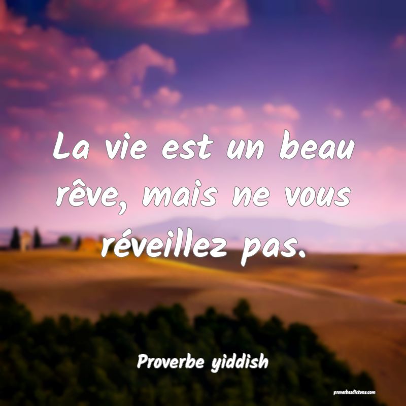 La vie est un beau rêve, mais ne vous réveillez pas.