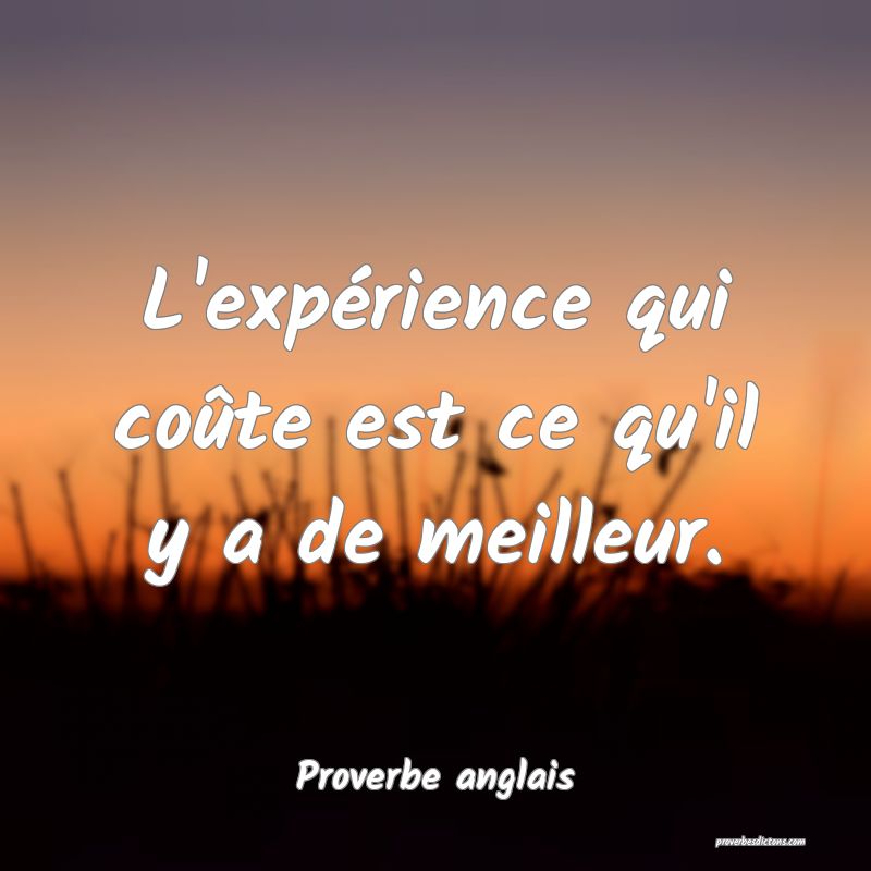 L'expérience qui coûte est ce qu'il y a de meilleur.