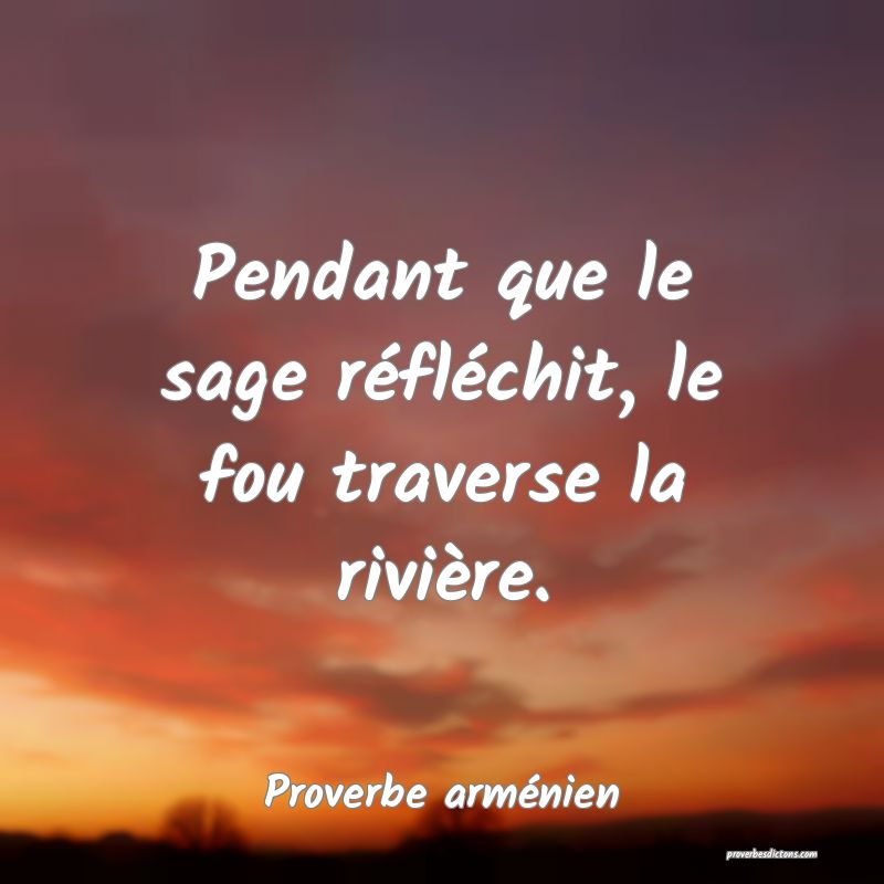 Pendant que le sage réfléchit, le fou traverse la rivière.