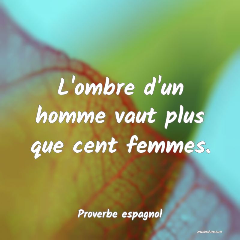 L'ombre d'un homme vaut plus que cent femmes.