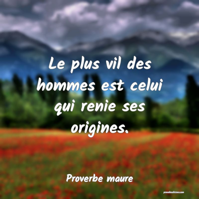 Le plus vil des hommes est celui qui renie ses origines.
